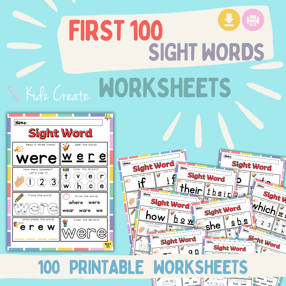 First 100 Sight Words, Printable