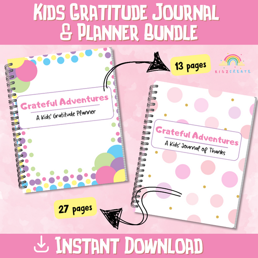 Kids Gratitude Journal & Planner Bundle (Pink theme)