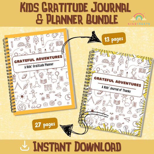 Kids Gratitude Journal & Planner Bundle (Yellow theme)